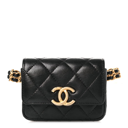Chanel Lambskin Quilted Flap Chain Belt Bag Black 1 of 12