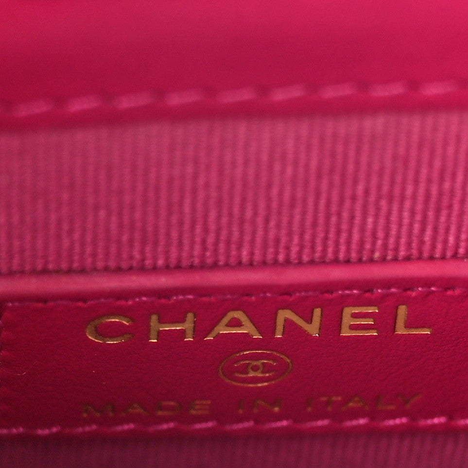 Chanel Lambskin Quilted Phone Holder With Chain Fuchsia 6 of 10