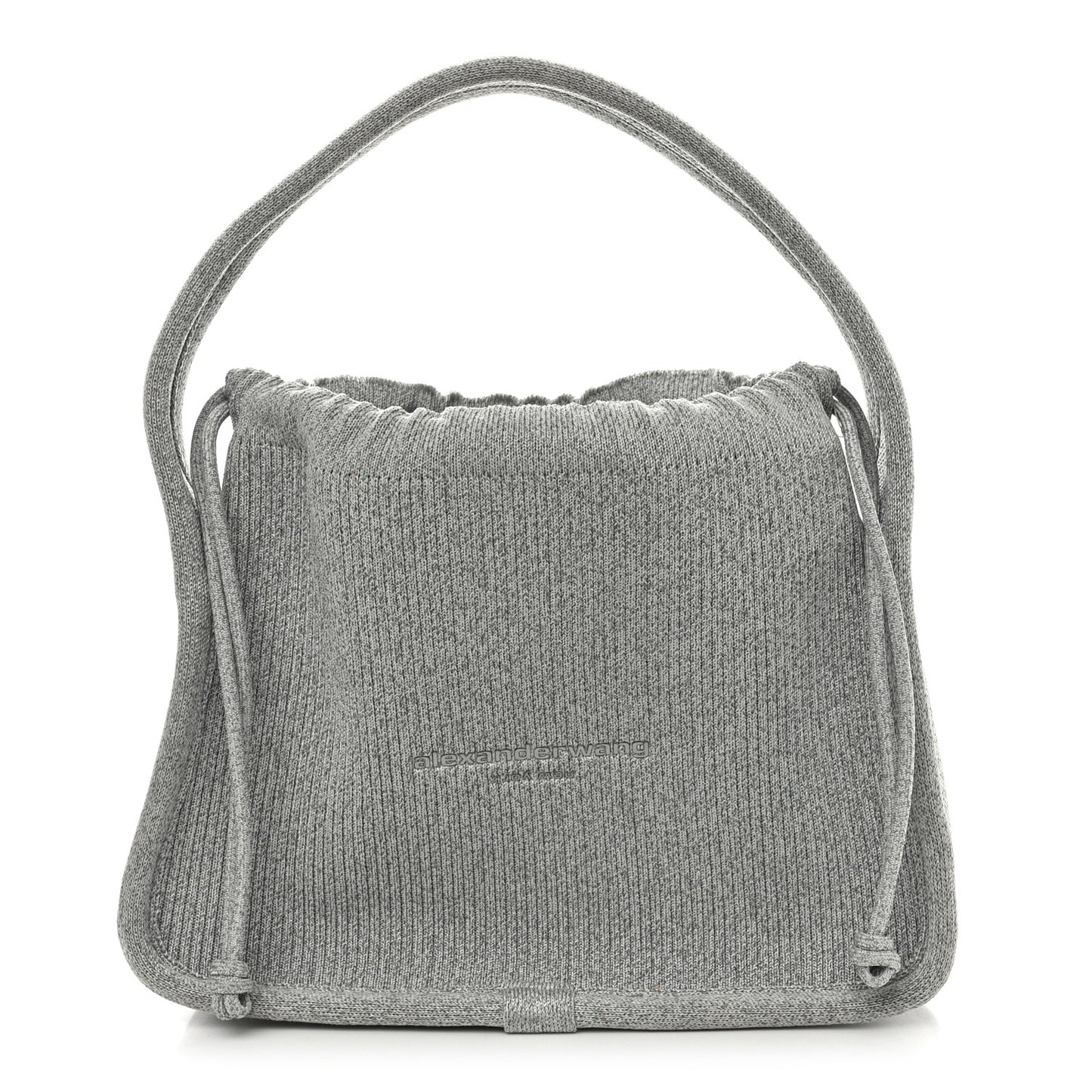 Metallic Ribbed Knit Small Ryan Bag Silver