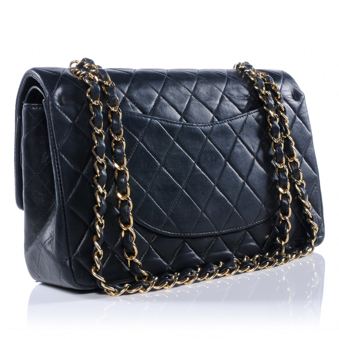 Lambskin Medium Double Flap Black