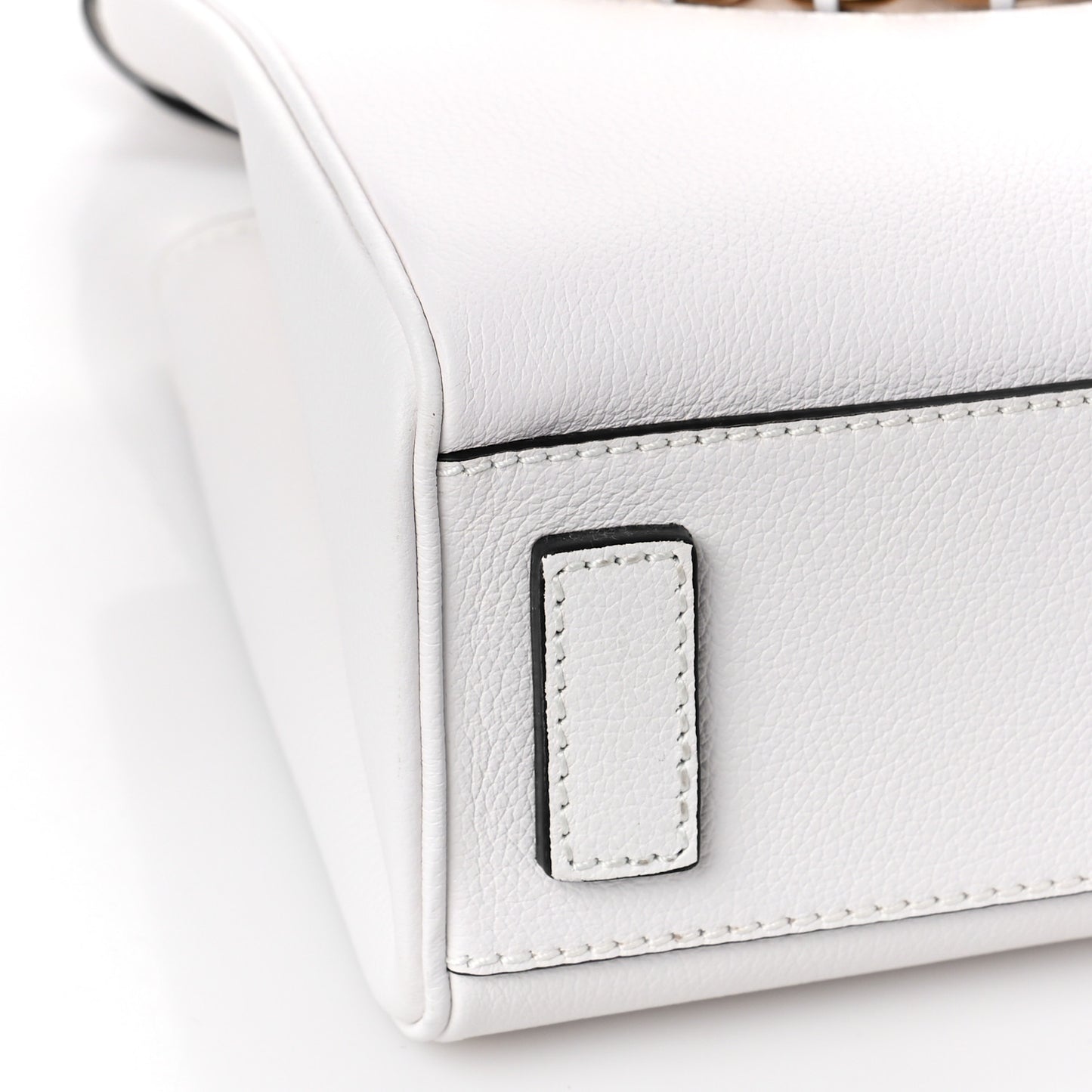 Grained Calfskin Small La Medusa Chain Tote White