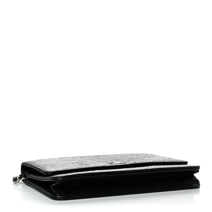 Chanel Lambskin Camellia Embossed Wallet on Chain WOC Black 4 of 10
