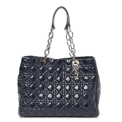 Christian Dior Patent Cannage Large Dior Soft Shopping Tote Navy Blue 1 of 7