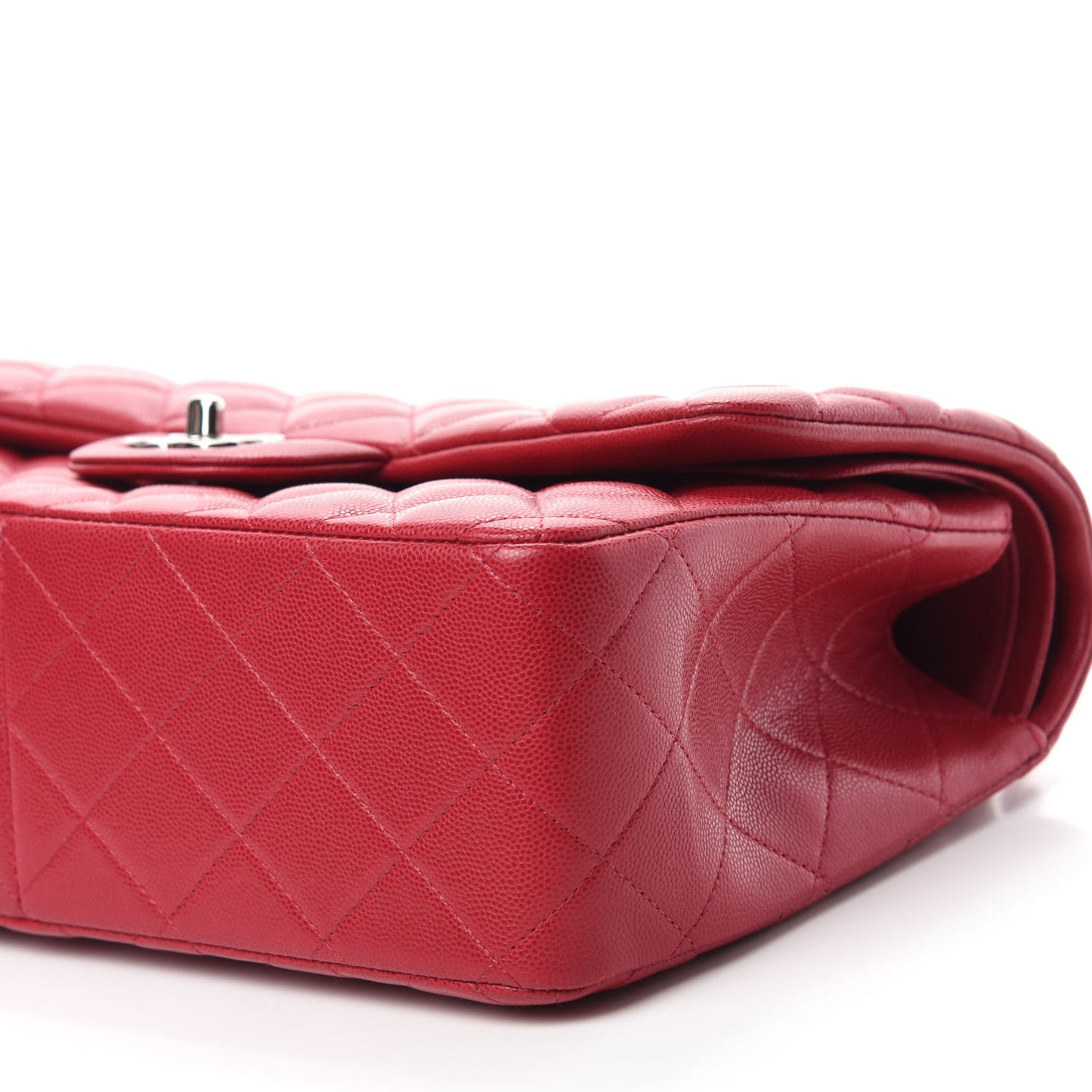 Caviar Quilted Jumbo Double Flap Red