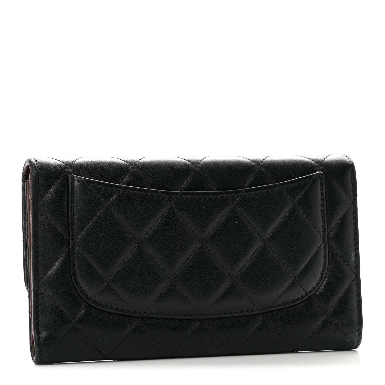 Chanel Lambskin Quilted Large Gusset Flap Wallet Black 3 of 10