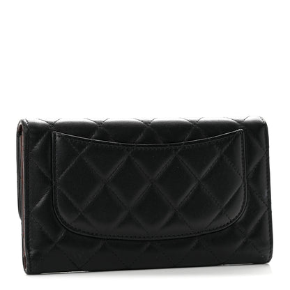 Chanel Lambskin Quilted Large Gusset Flap Wallet Black 3 of 10