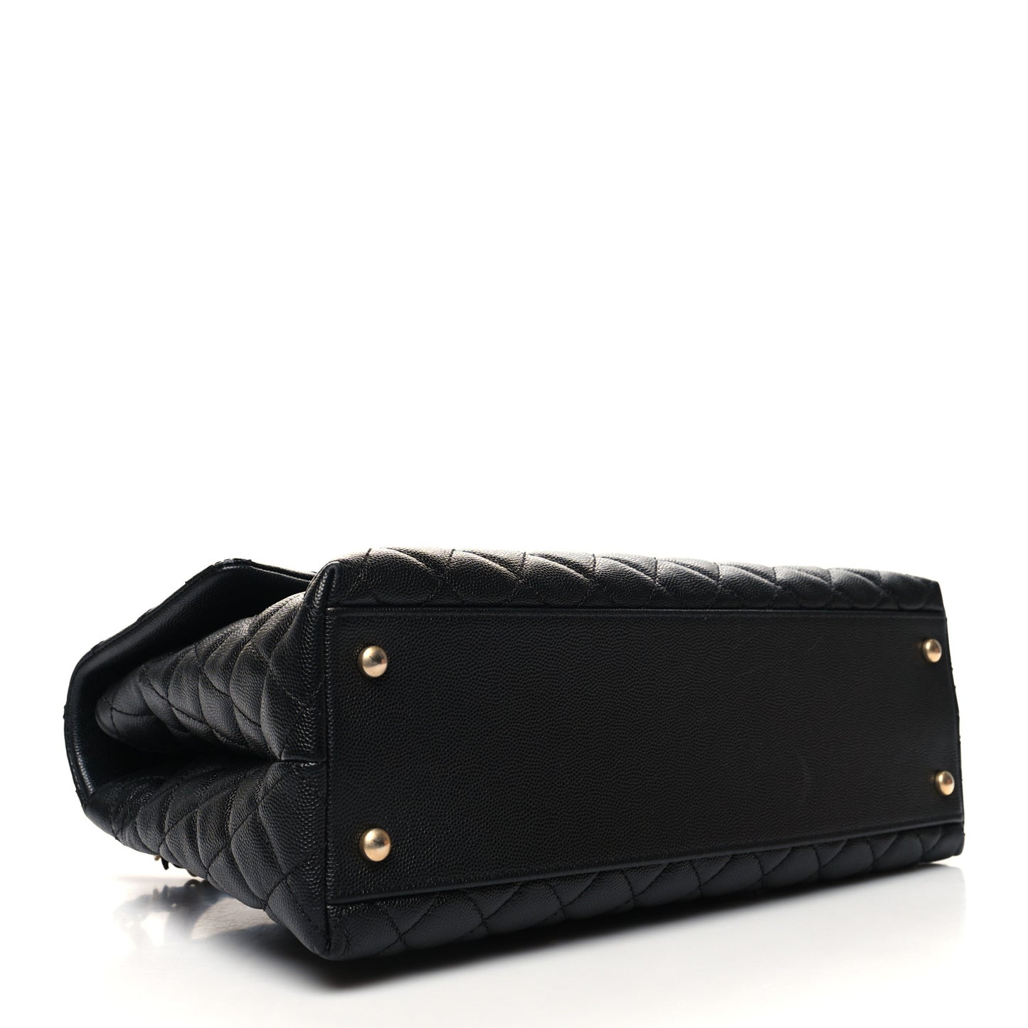 Caviar Lizard Quilted Medium Coco Handle Flap Black