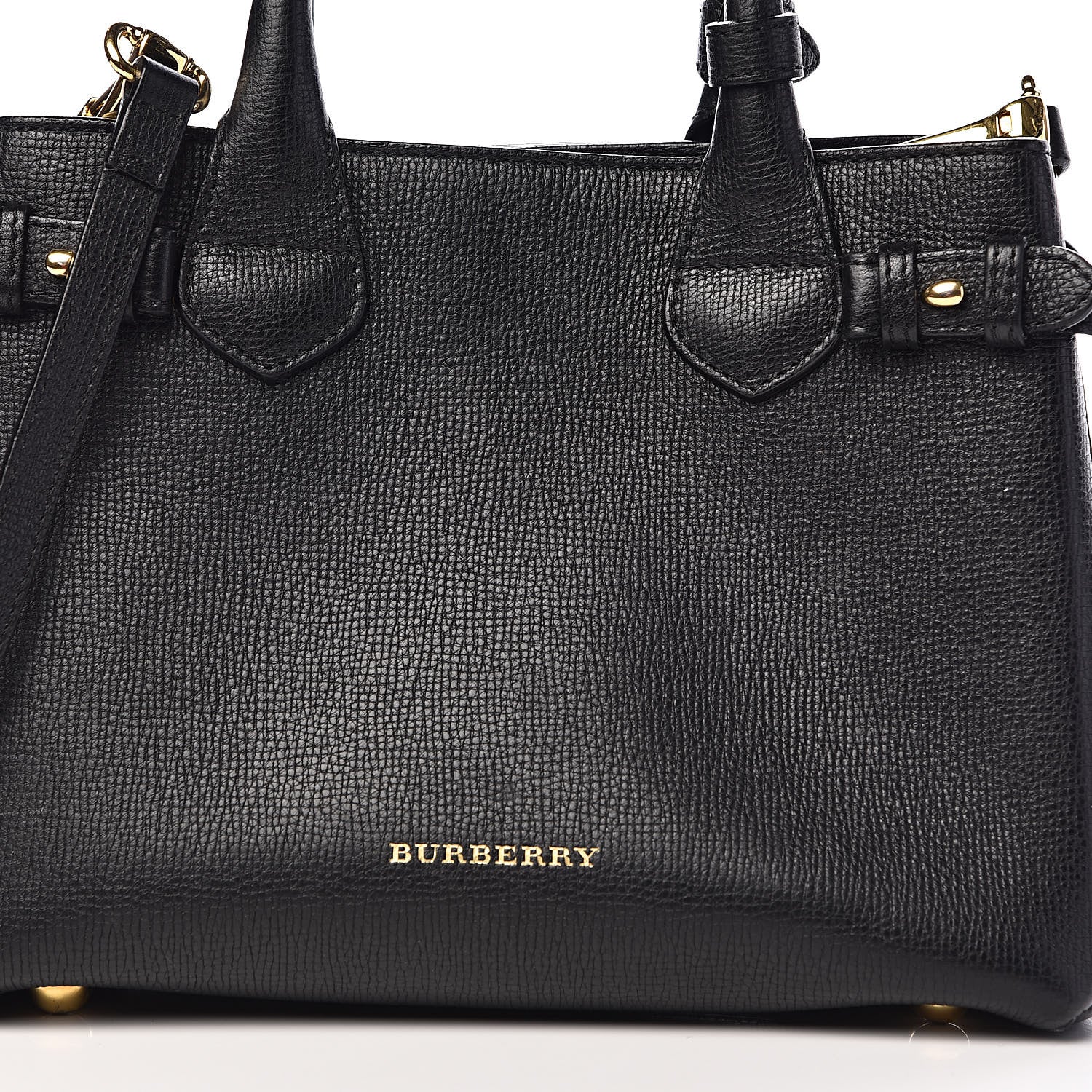 Burberry Grainy Calfskin House Check Small Banner Tote Black 16 of 16