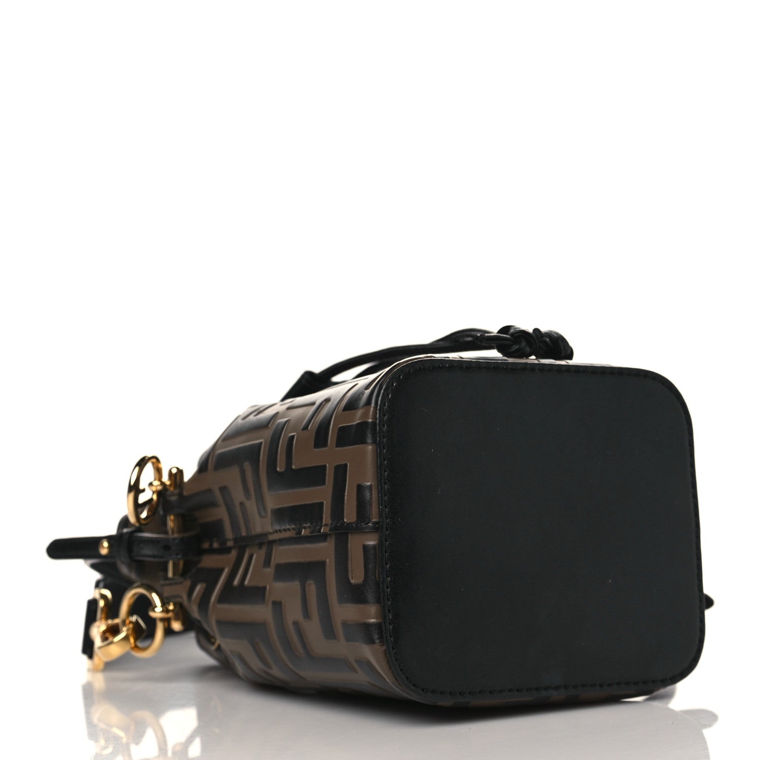 Fendi Vitello Liberty F is Fendi Bi-Color FF 1974 Embossed Mini Mon Tresor Bucket Bag Maya Black 3 of 8