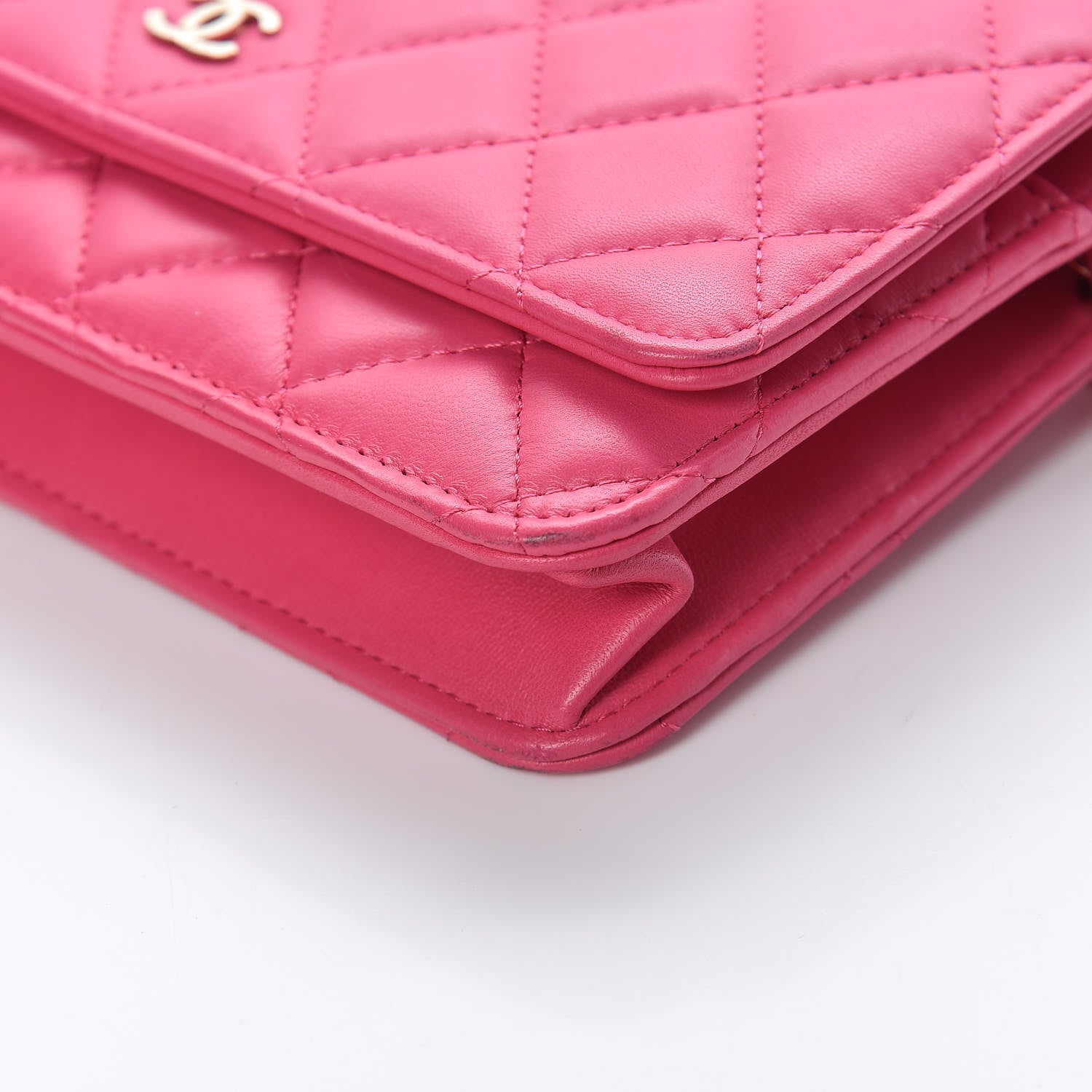 Chanel Lambskin Quilted Wallet On Chain WOC Dark Pink 11 of 17
