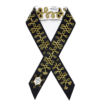 Hermes Silk Galons Et Brandebourg Twilly Black Gold White 1 of 6