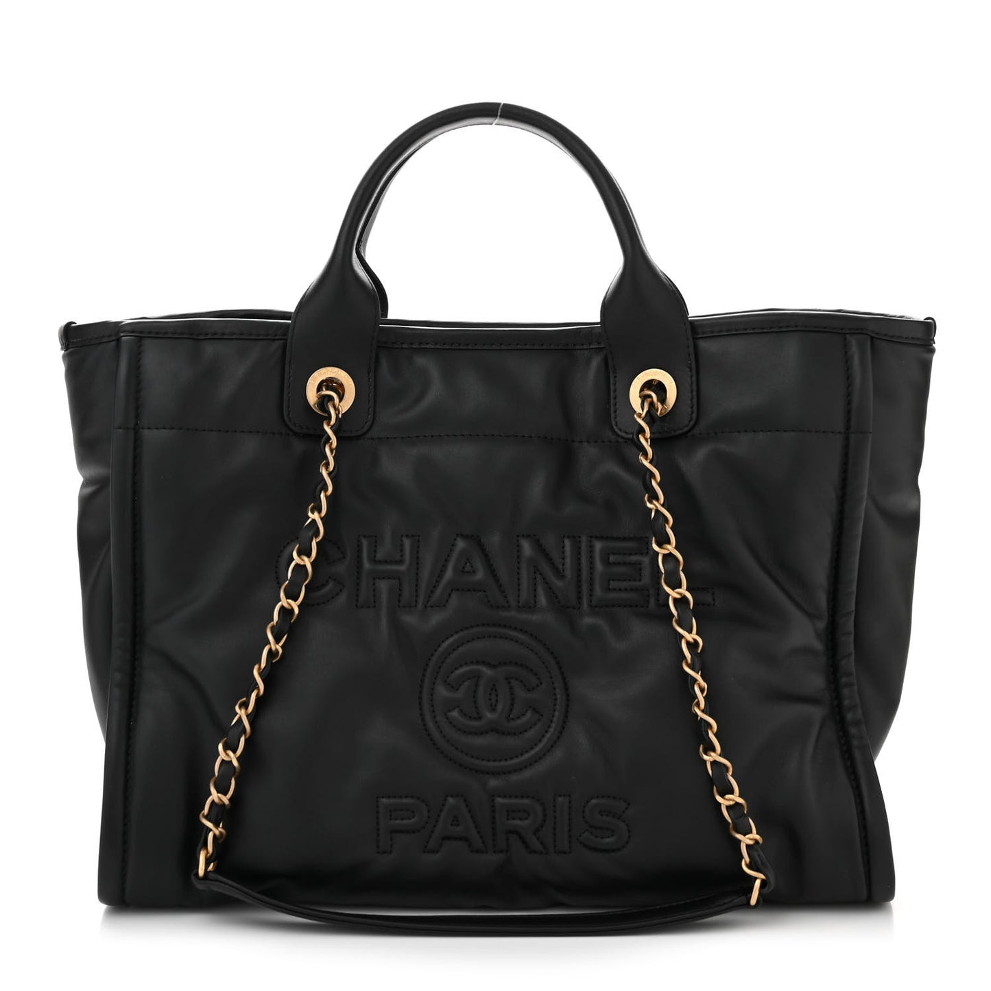 Calfskin Small Deauville Tote Black