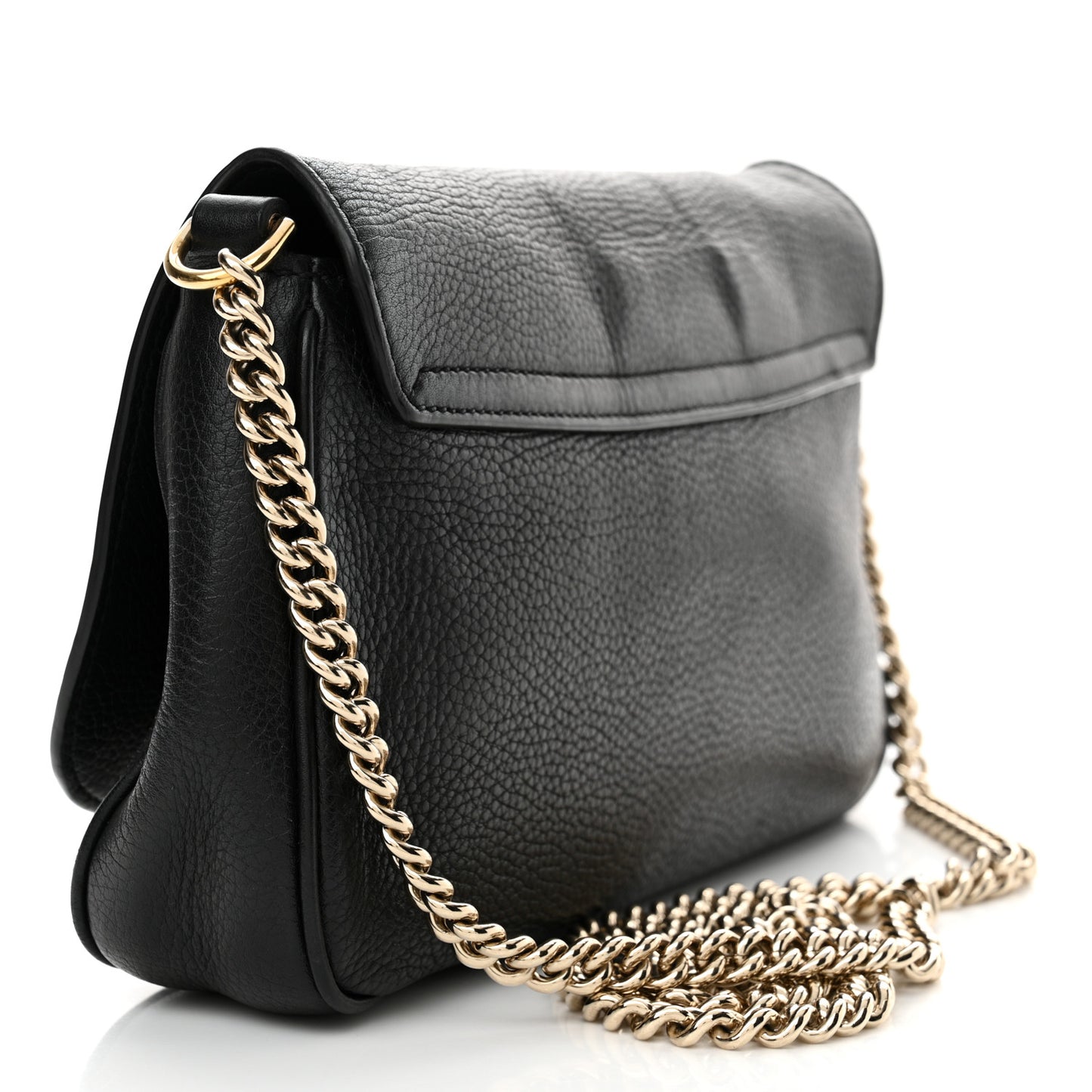 Pebbled Calfskin Medium Soho Flap Crossbody Black