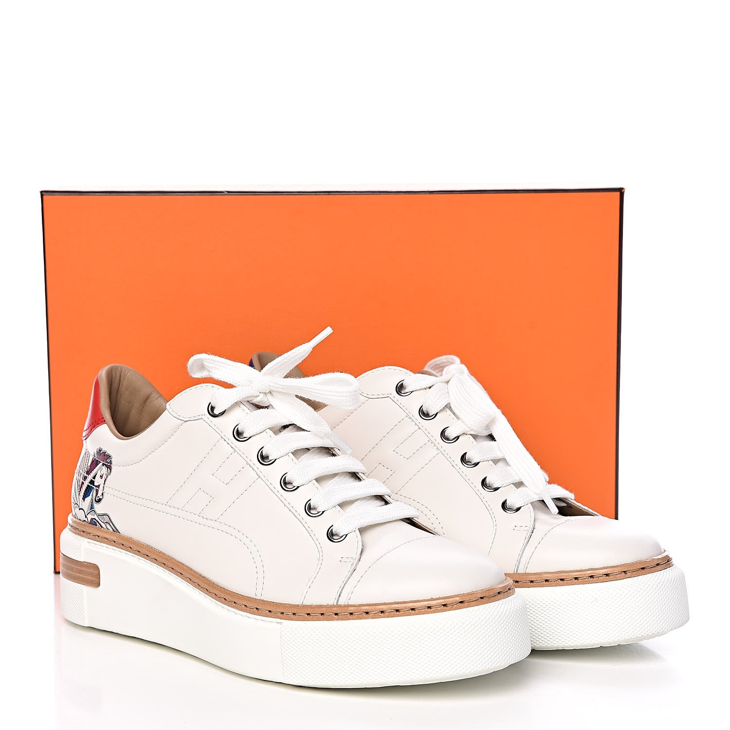 Hermes Calfskin Pegase Pop Polo Sneakers 36 Multicolor White 9 of 9