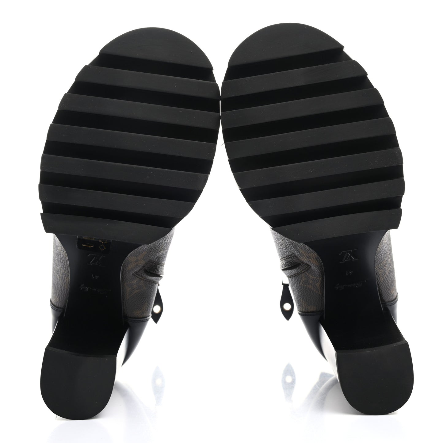 Patent Calfskin Monogram Star Trail Ankle Boots 41 Black