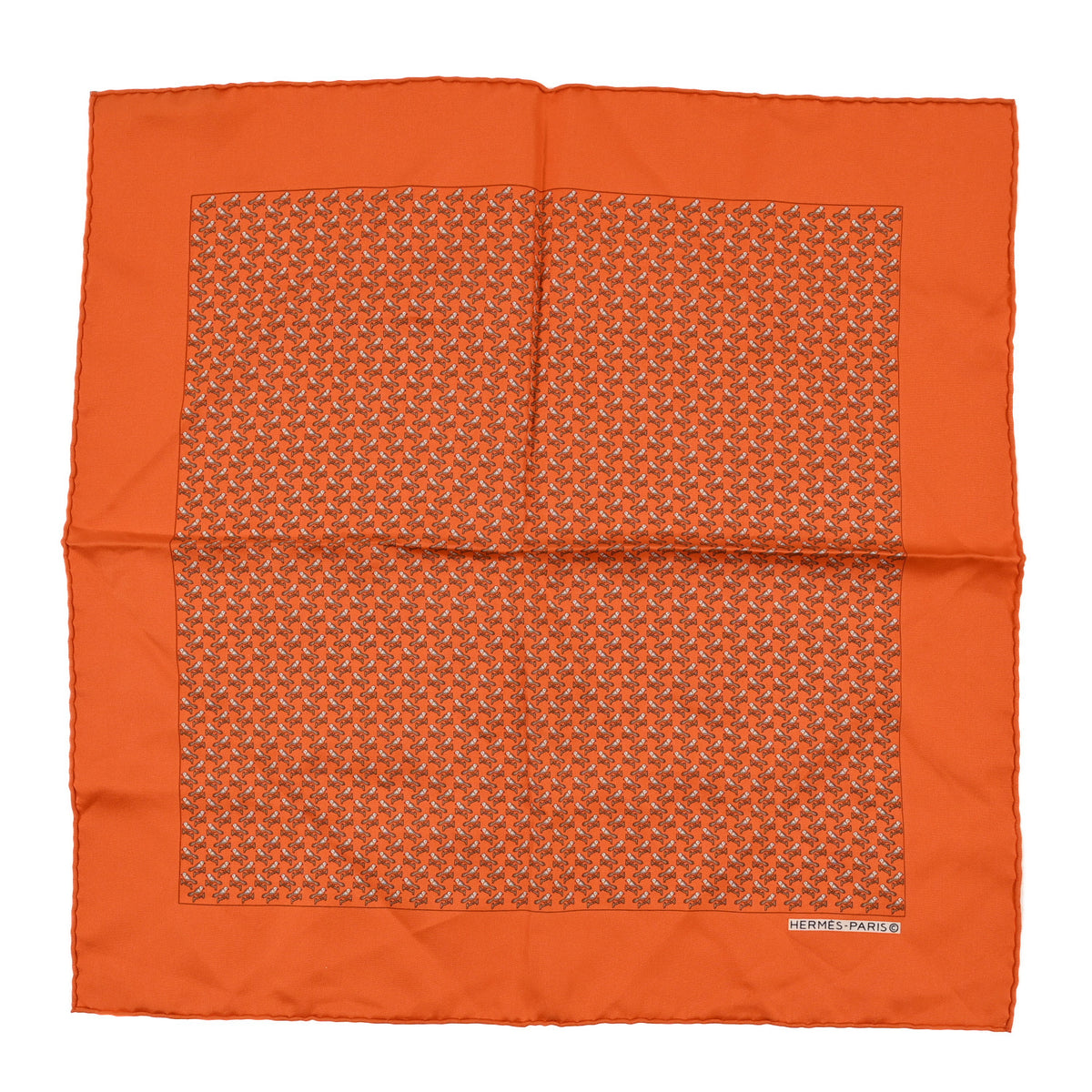 Hermes Silk Pocket Square 45  Orange 1 of 3