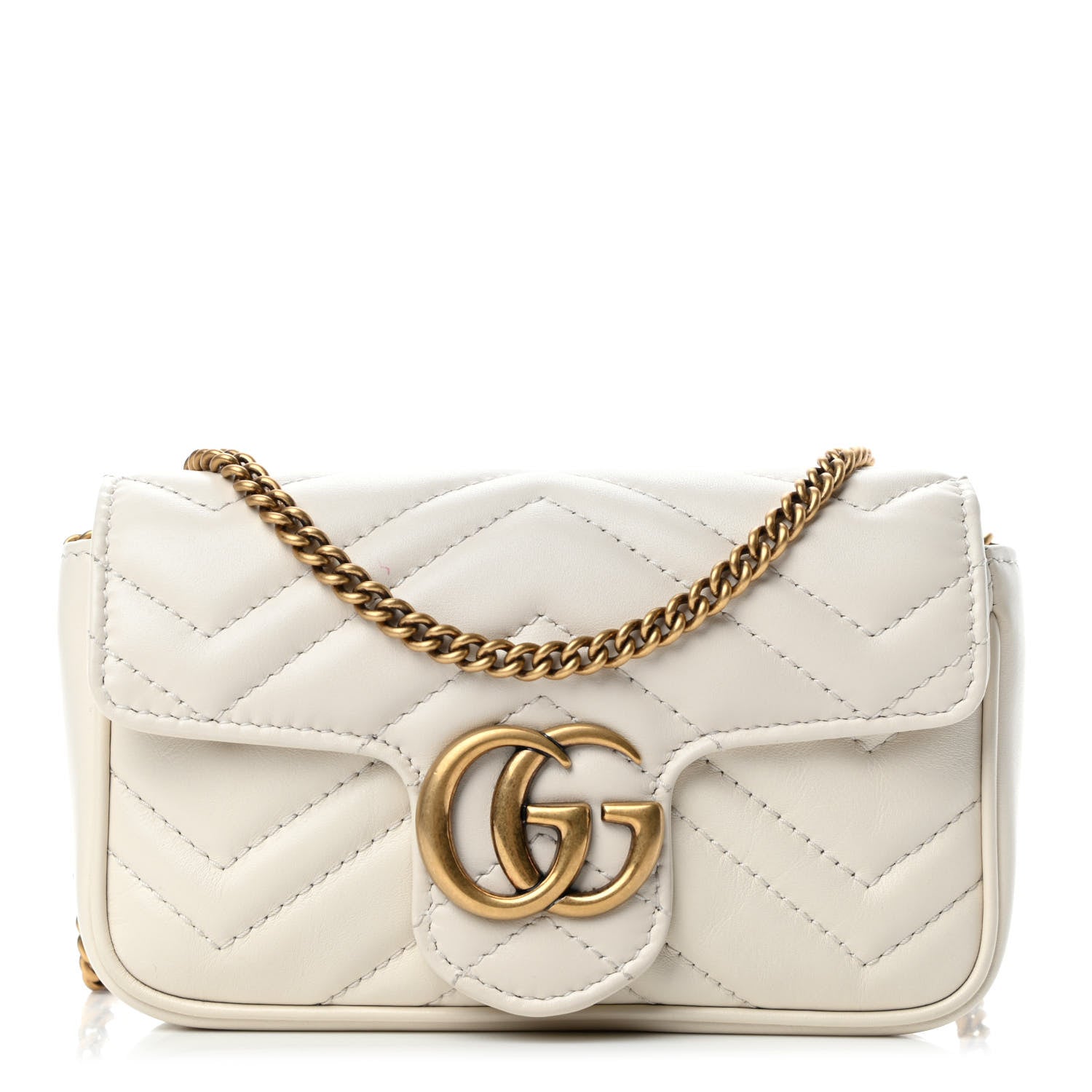 Gucci Calfskin Matelasse Super Mini GG Marmont Shoulder Bag White 1 of 4