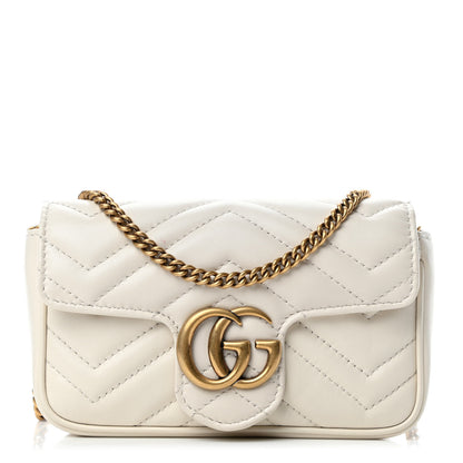 Gucci Calfskin Matelasse Super Mini GG Marmont Shoulder Bag White 1 of 4