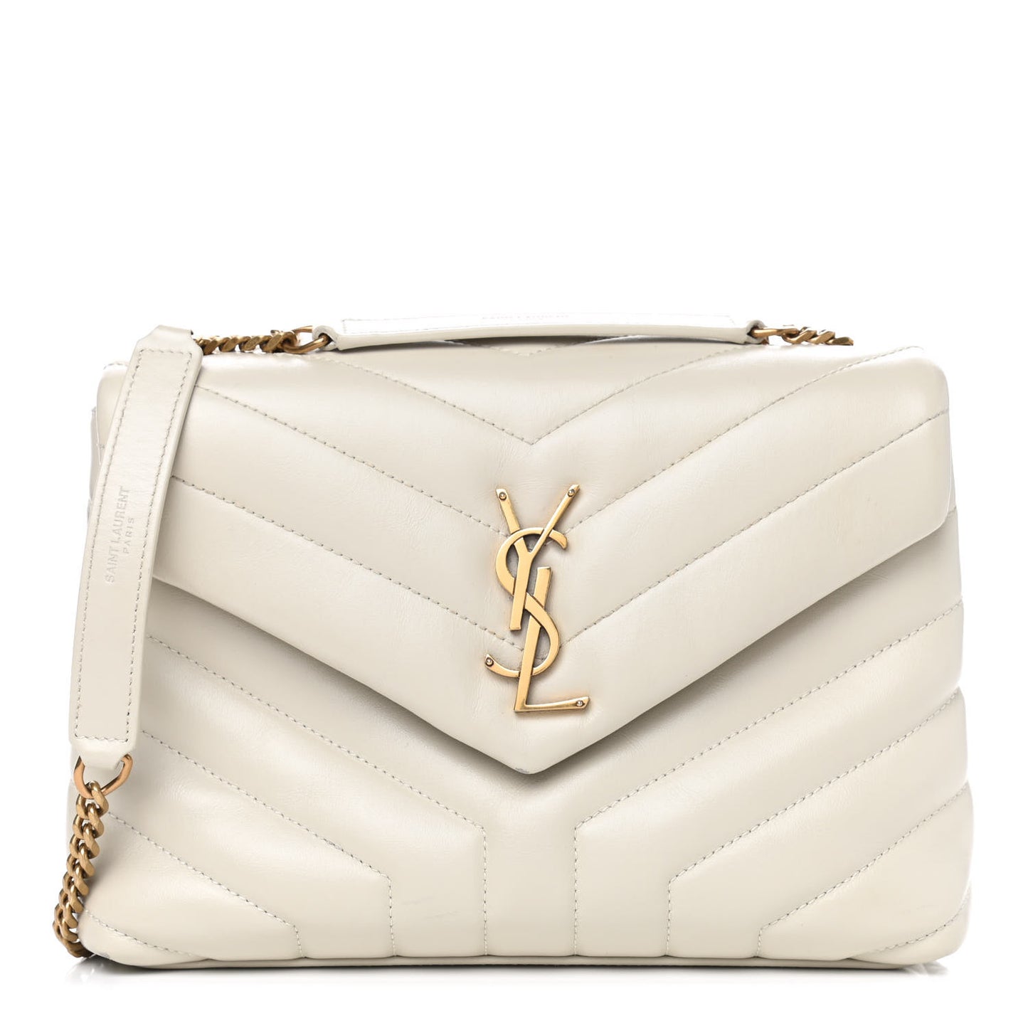 Calfskin Y Quilted Monogram Small Loulou Chain Satchel Crema Soft