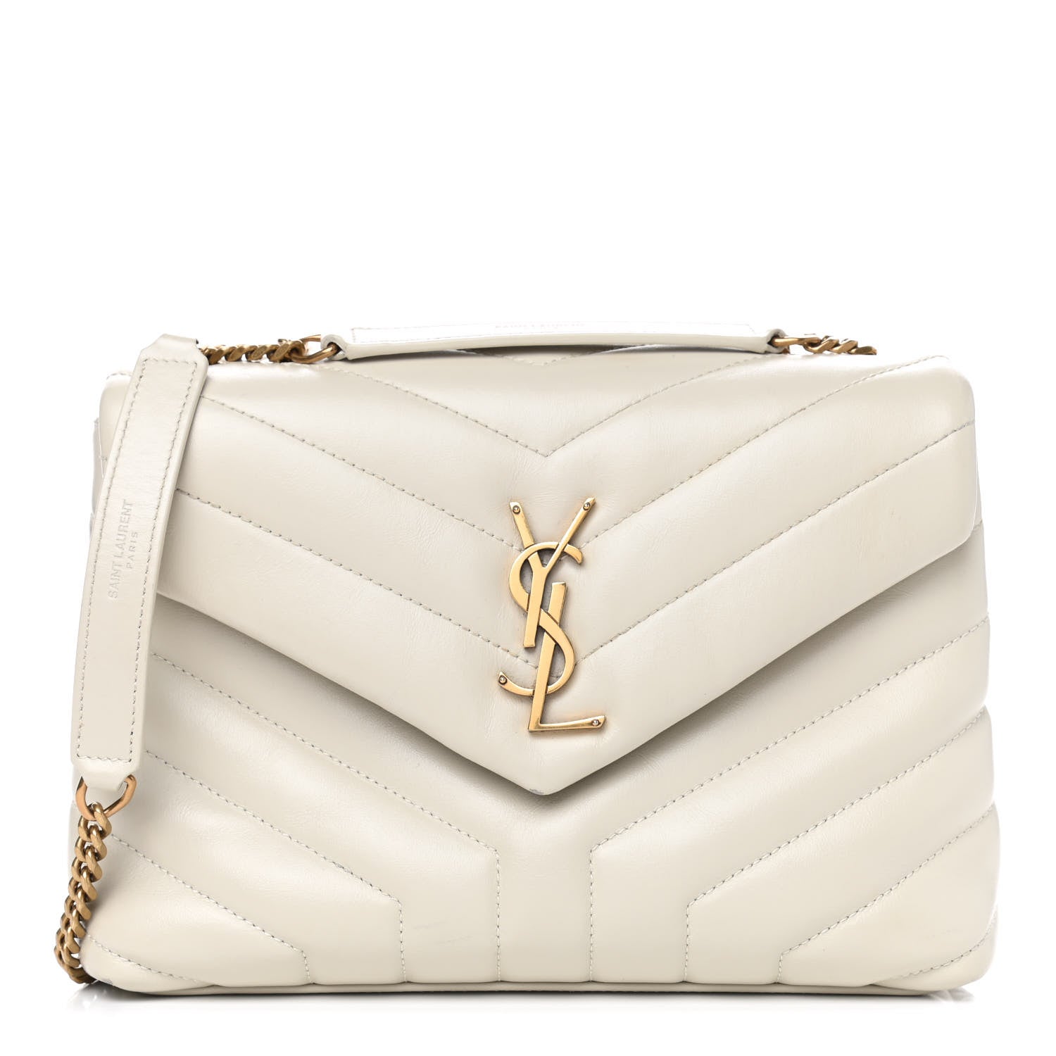 Saint Laurent Calfskin Y Quilted Monogram Small Loulou Chain Satchel Crema Soft 1 of 6