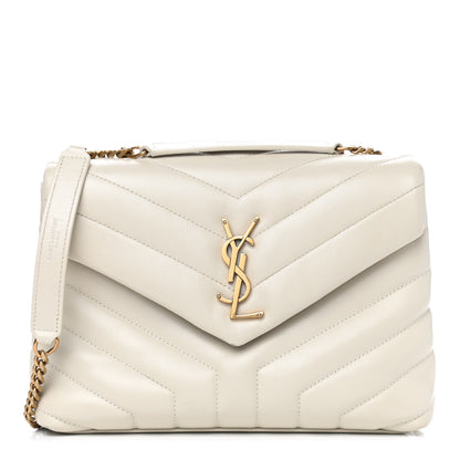Saint Laurent Calfskin Y Quilted Monogram Small Loulou Chain Satchel Crema Soft 1 of 6