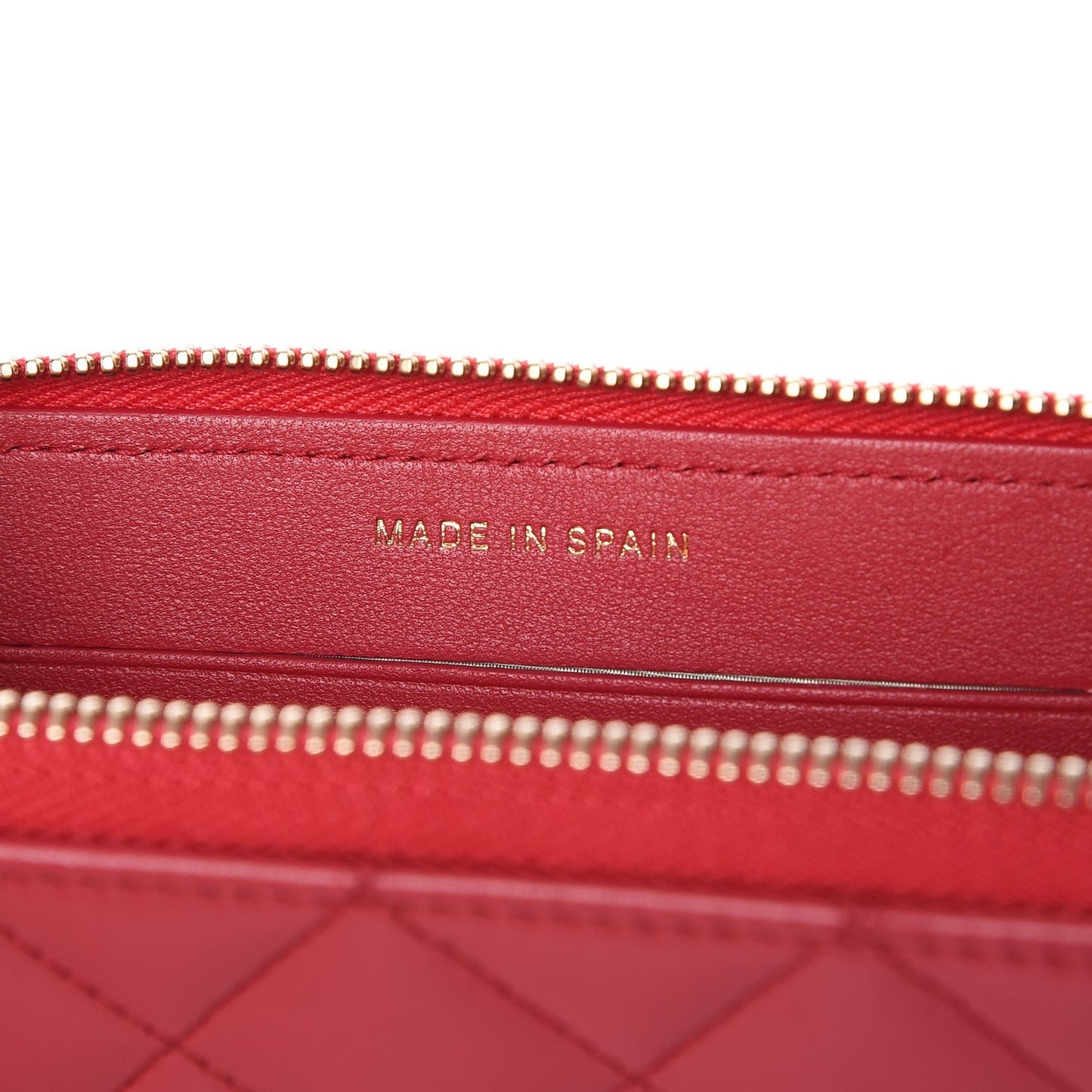 Lambskin Quilted Small Zip Around Wallet Dark Pink