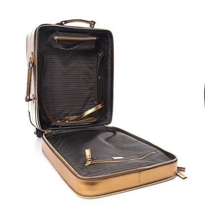 Prada Metallic Cinghiale Canvas Trolley Luggage Naturale Oro 7 of 17