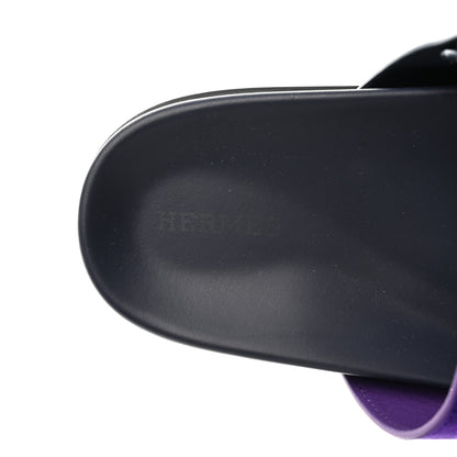 Hermes Suede Goatskin Womens Chypre Sandals 37 Marine Violet Majorette 7 of 9