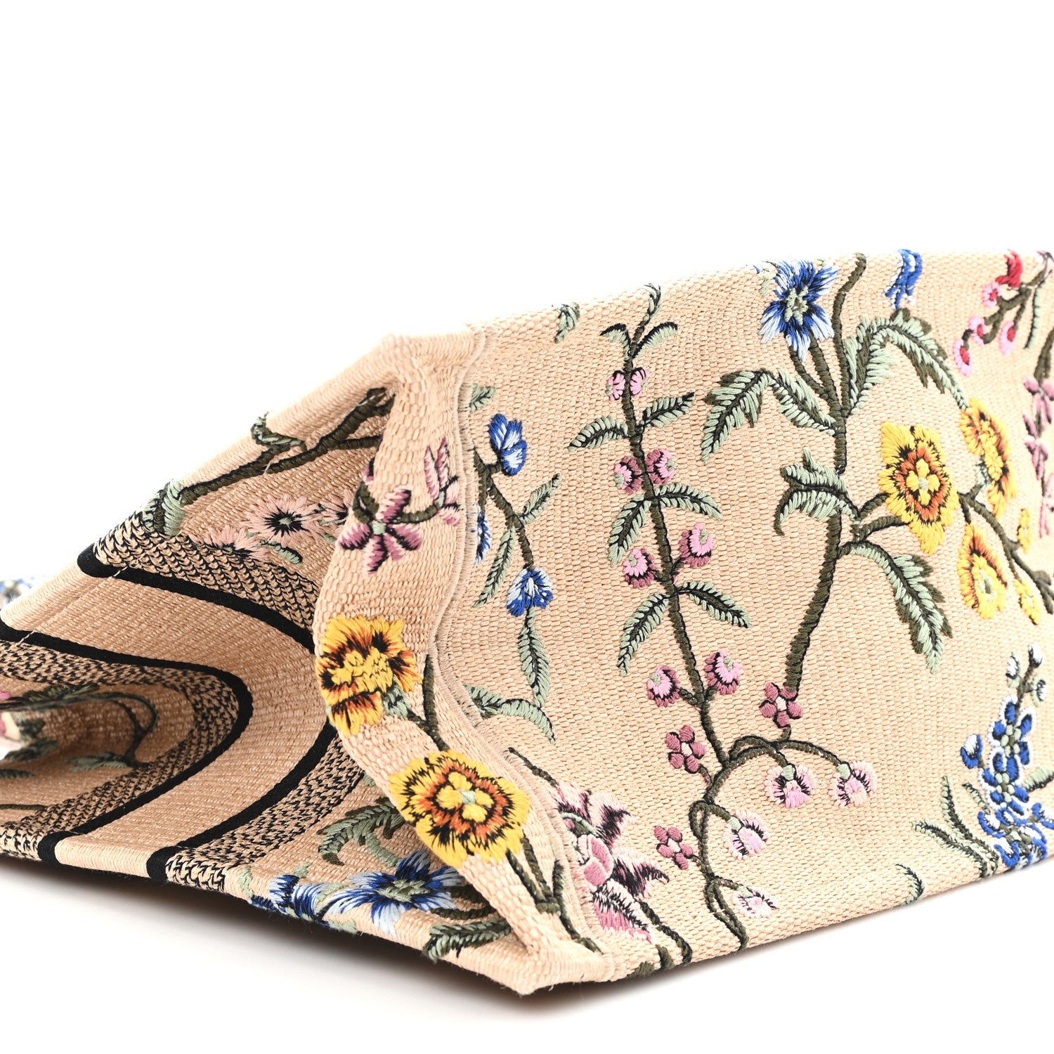 Christian Dior Raffia Embroidered Petites Fleurs Medium Book Tote Natural 9 of 13