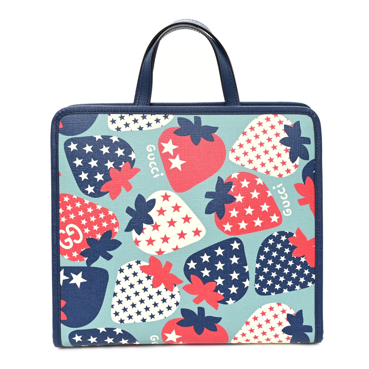 Coated Canvas Strawberry Stars Childrens Tote Red White Blue