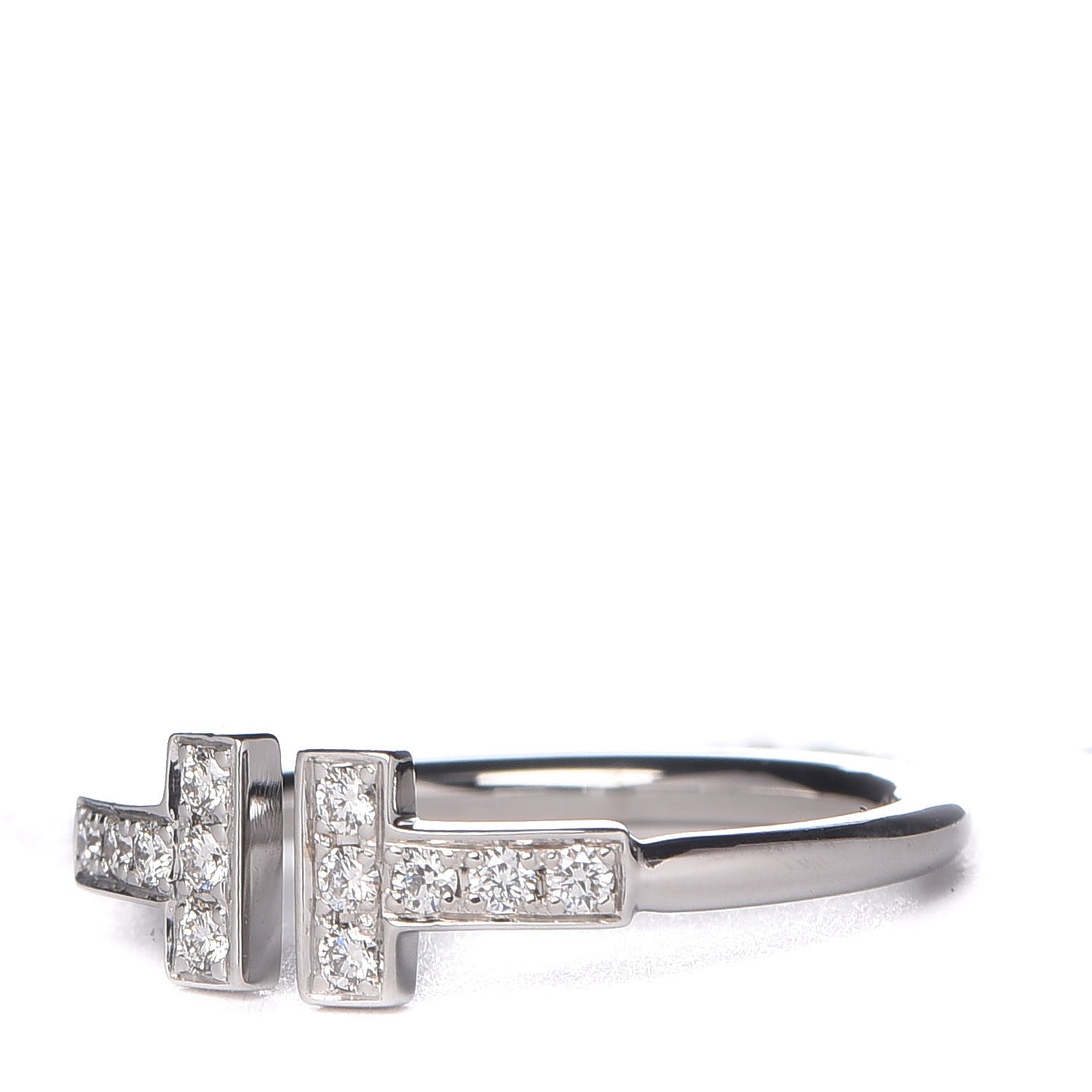 Tiffany 18K White Gold Diamond T Wire Ring 53 6.5 4 of 6