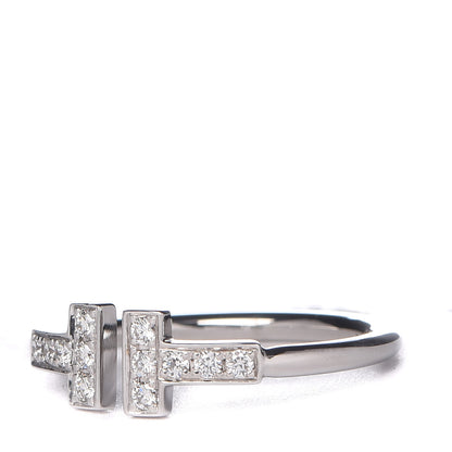 Tiffany 18K White Gold Diamond T Wire Ring 53 6.5 4 of 6