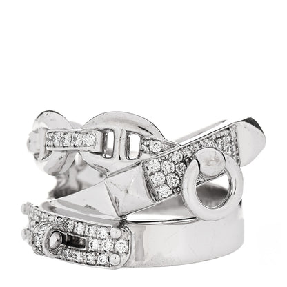 Hermes 18K White Gold Diamond GM Alchimie Ring 50 5.25 1 of 5