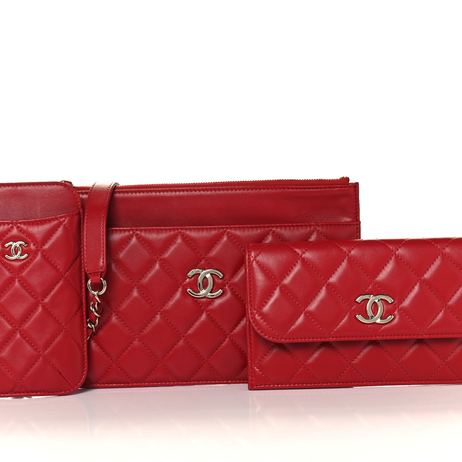Chanel Lambskin Quilted Clutch With Chain Red 8 of 11