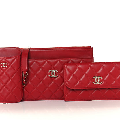 Chanel Lambskin Quilted Clutch With Chain Red 8 of 11