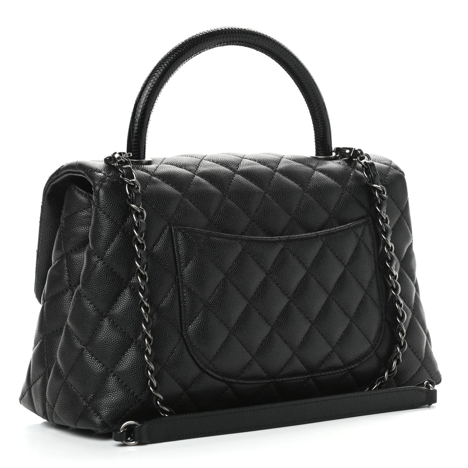 Chanel Caviar Lizard Quilted Small Coco Handle Flap Black 4 of 10