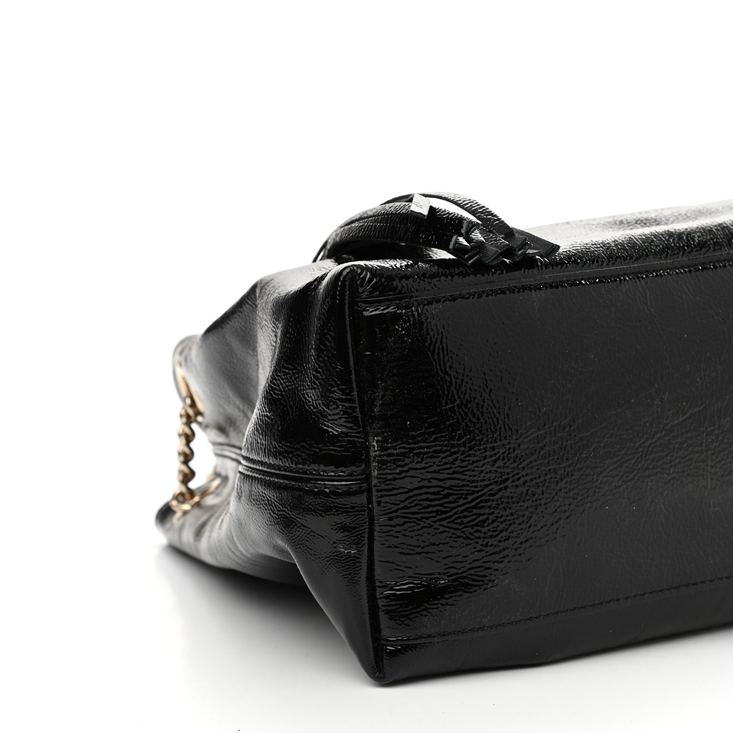 Patent Medium Soho Chain Shoulder Bag Black