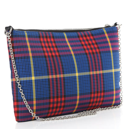 Mulberry Tartan Check Large Pouch With Chain Porcelain Blue 3 of 11