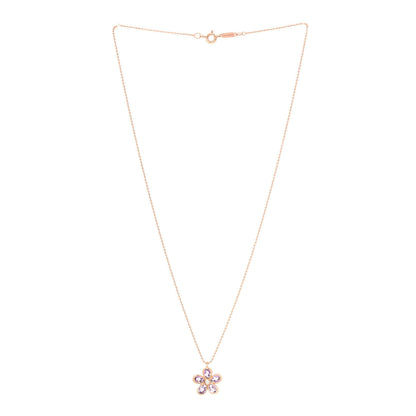 Tiffany 18K Rose Gold Amethyst Diamond Sparklers Flower Pendant Necklace 3 of 6