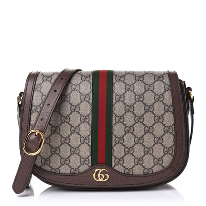Gucci GG Supreme Monogram Web Small Ophidia Flap Messenger Bag Brown 1 of 12