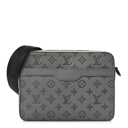 Louis Vuitton Calfskin Monogram Shadow Trio Messenger Anthracite Gray 3 of 11