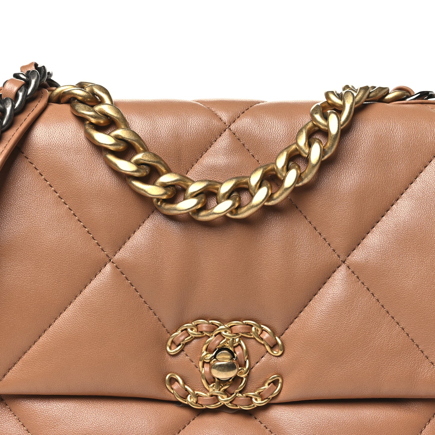 Lambskin Quilted Medium Chanel 19 Flap Brown
