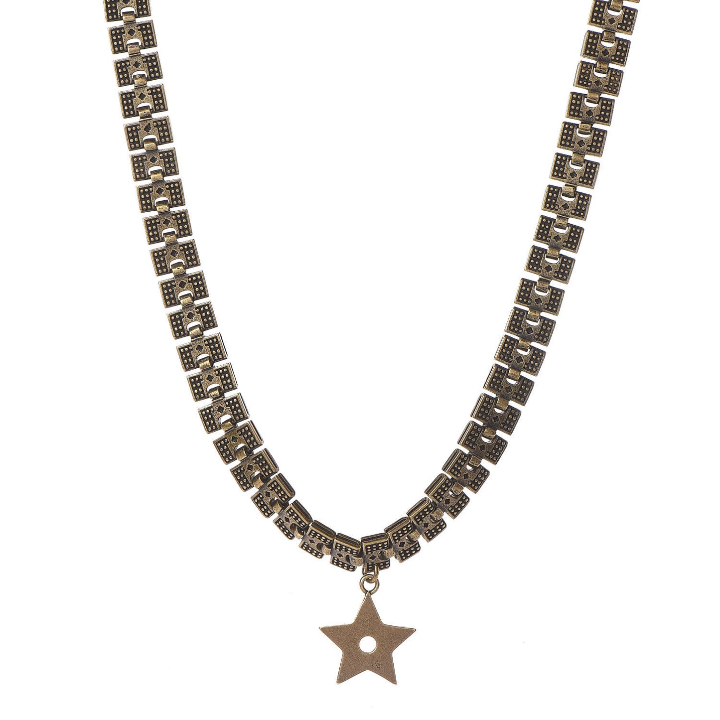 Metal Star Choker Necklace Aged Gold