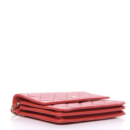 Chanel Caviar Quilted Square Wallet On Chain WOC Red 4 of 12