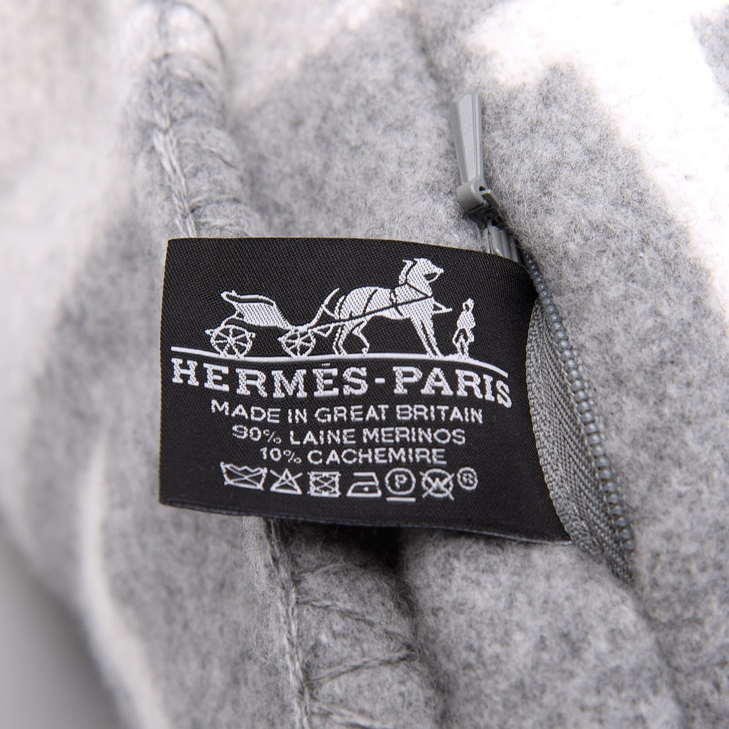 Hermes Wool Cashmere Avalon III Pillow PM Ecru Gris Clair 3 of 3