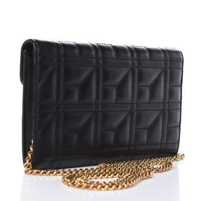 Gucci Calfskin Matelasse Mini Pearly GG Marmont Chain Wallet Black 3 of 9