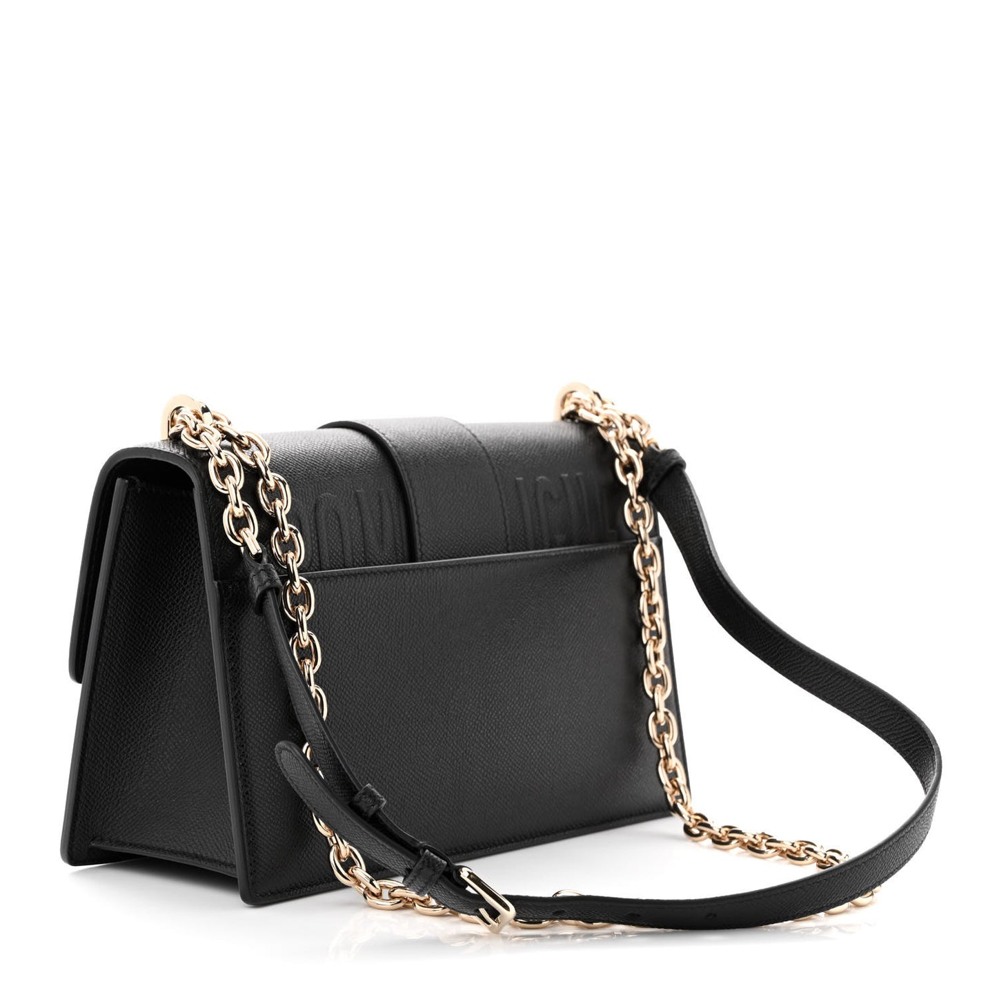 Grained Calfskin Embossed 30 Montaigne Chain Flap Bag Black