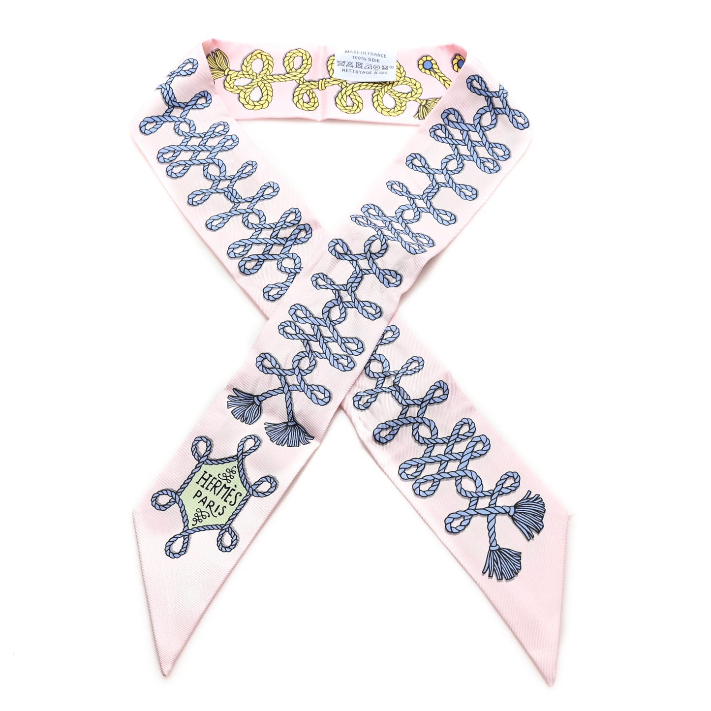 Silk Galons Et Brandebourg Twilly Rose Pale Bleu Jean