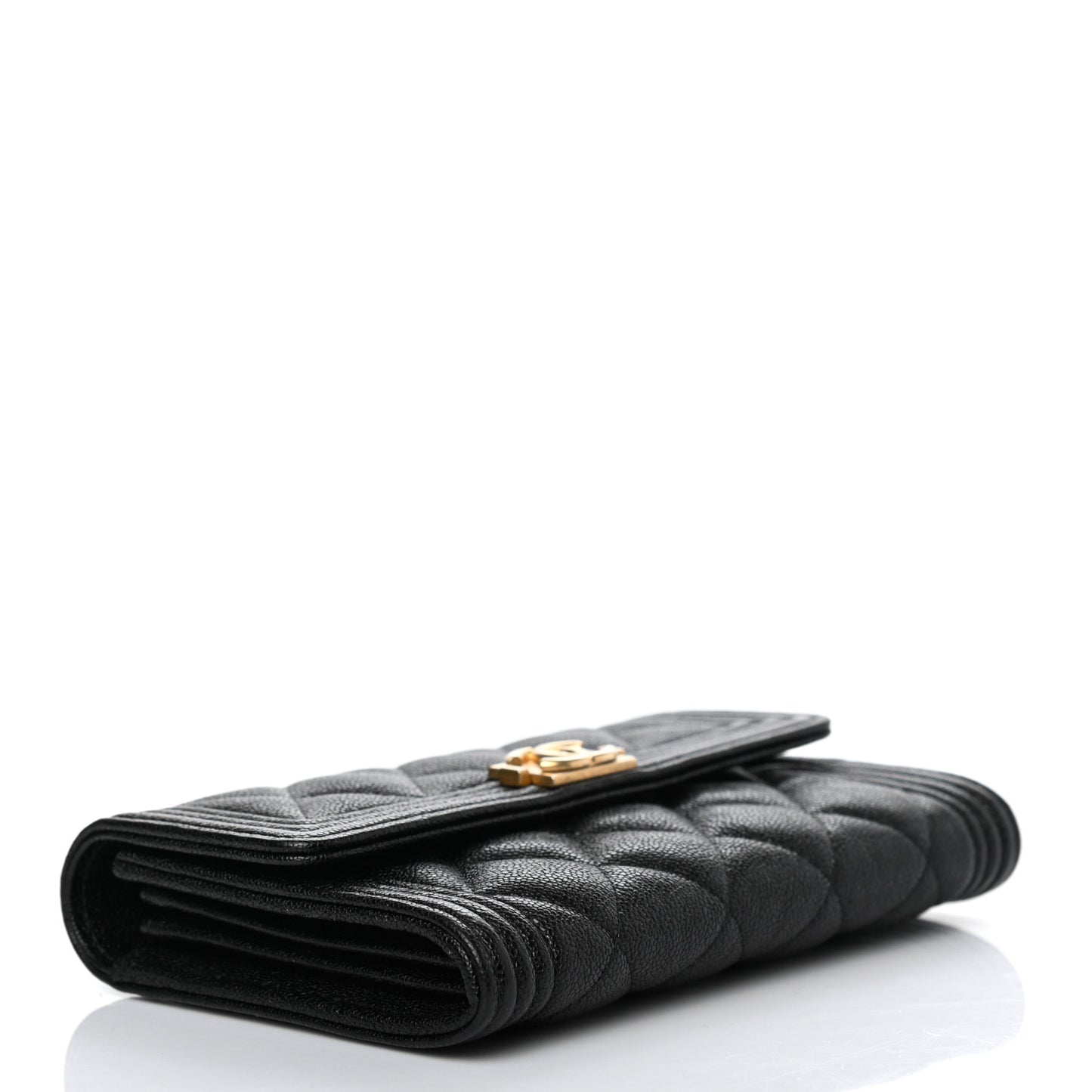 Caviar Quilted Medium Boy Flap Wallet Black