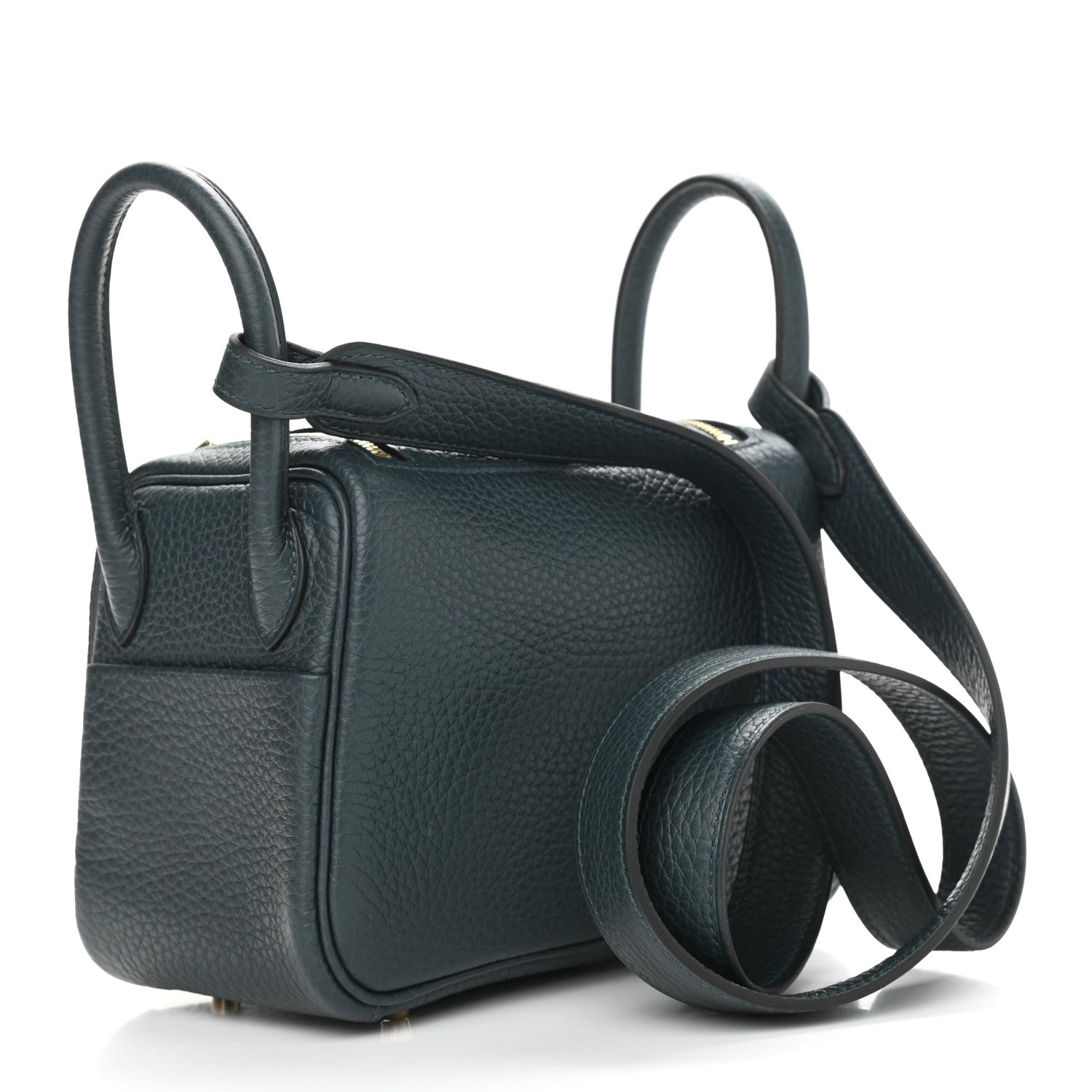 Hermes Taurillon Clemence Mini Lindy 20 Vert Cypress 3 of 10
